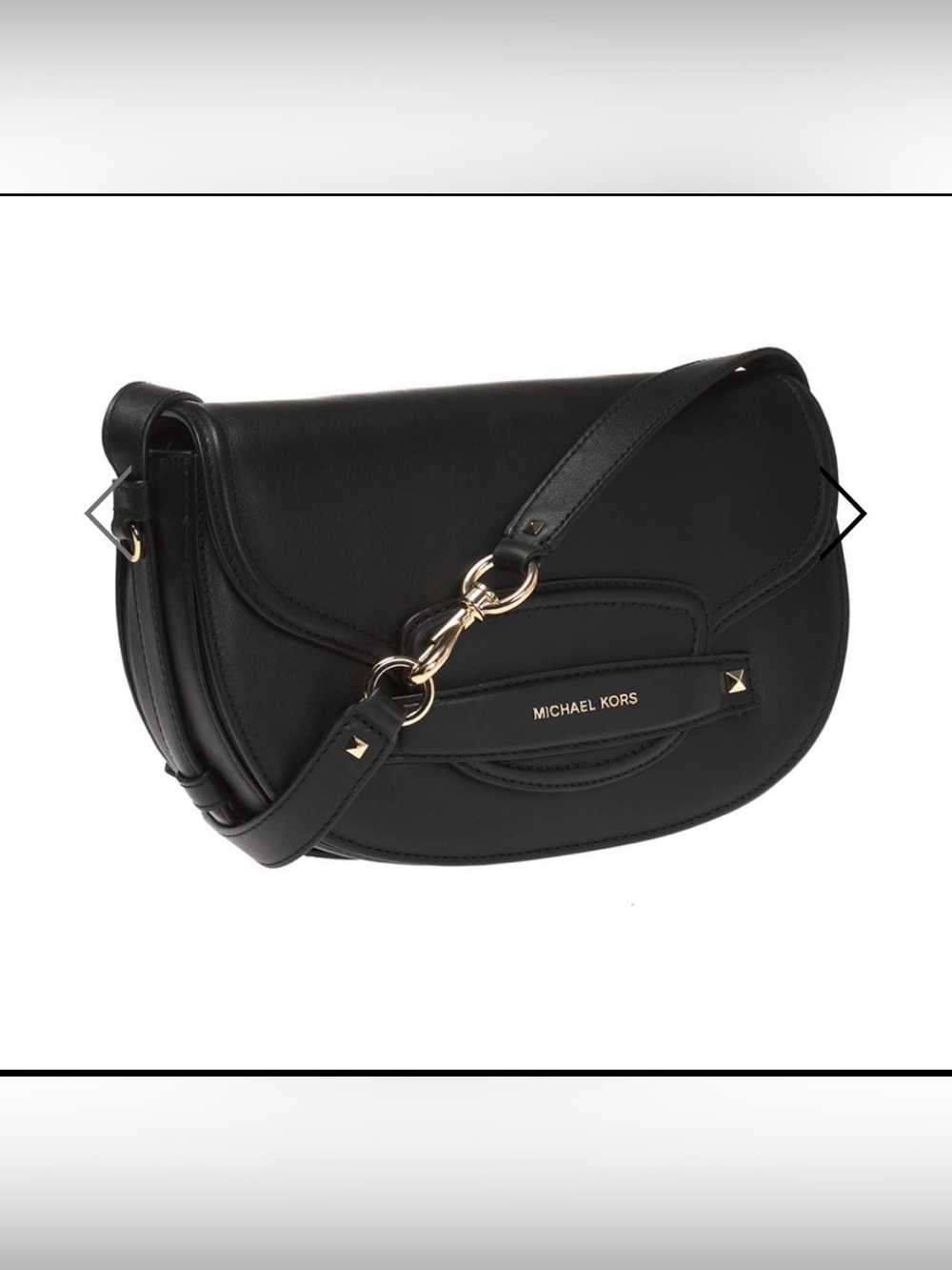 Michael Kors Black Leather Saddle Crossbody with Hardware
